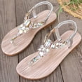thumbnail image 5 of Wedge Sandals For Women Sparkly Rhinestone Elastic Ankle Strap Flip Flops Comfortable Orthopedic Casual Summer Sandals, 38, 5 of 5
