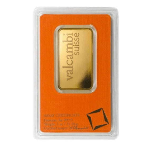 1 oz Valcambi Gold Bar 0.9999 fine