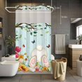 thumbnail image 5 of Easter Rabbits Foot No Hooks Shower Curtain with Snap-in Liner Spring Flowers Leaf Branches Teal Wood Shower Curtains for Bathroom, Waterproof, Easy Install, Washable 36"x72", 5 of 9