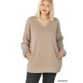 thumbnail image 3 of Zenana Women & Plus Basic Relaxed Long Sleeve V-Neck Sweatshirts w/Side Pockets, 3 of 3