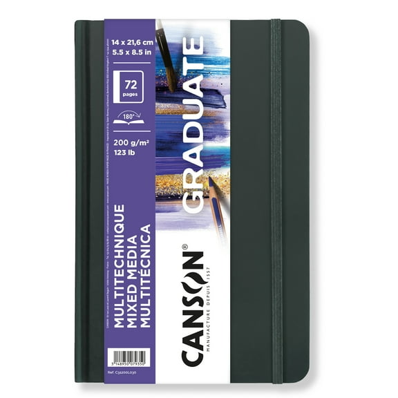 Canson Graduate Mixed Media Art Book, Hard Cover Binding, 36 Sheet, 5.5x8.5 inch, 1 Count