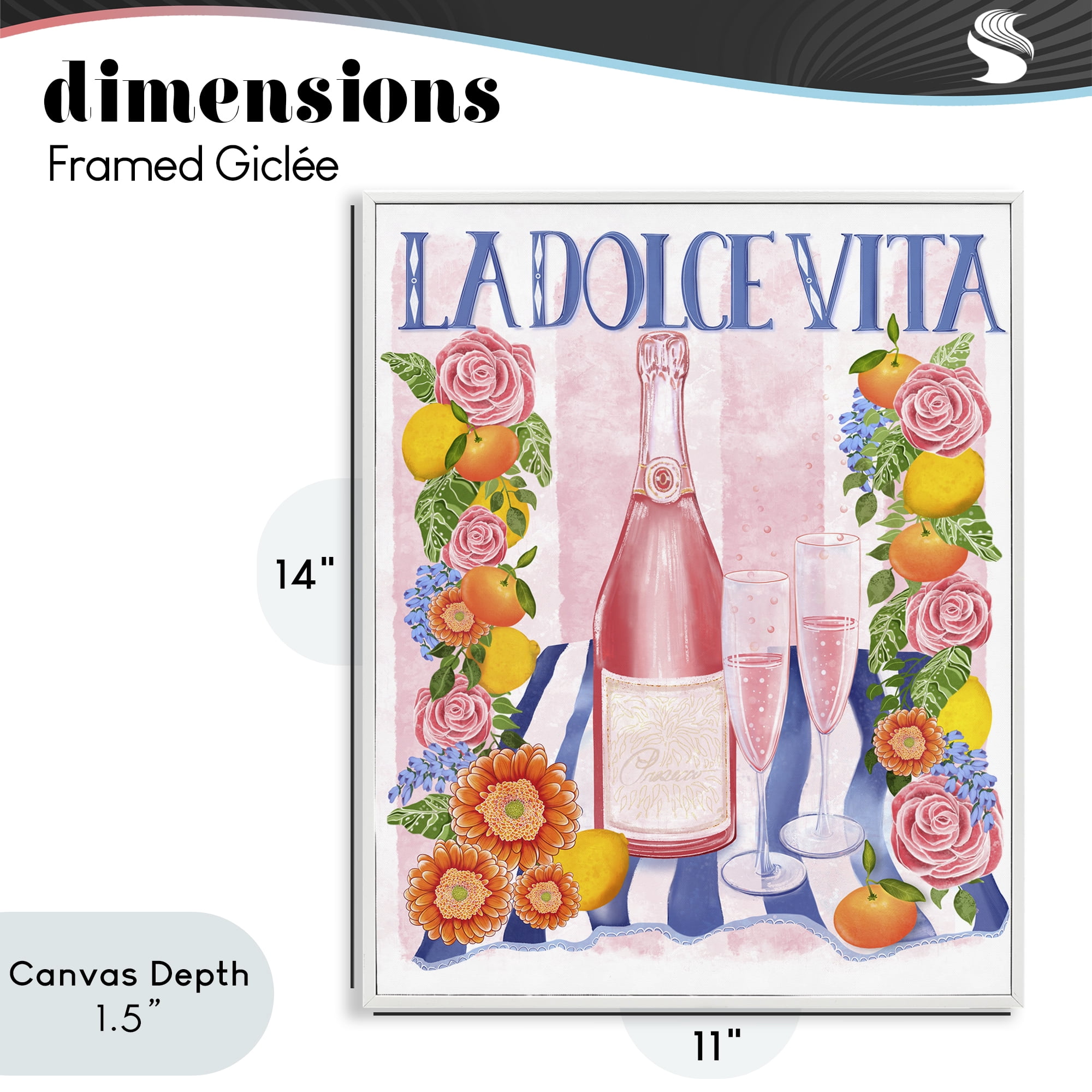 Stupell Industries Pink Champagne Picnic White Framed Giclee Art, design by Lori Mosley