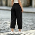 thumbnail image 5 of VBVC Women's Cropped Pleated Capri Pants , Side Button Lounge Trousers For Women , Ladies' High Waisted Pants with Pockets, *Black , XX-Large, 5 of 6