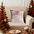 thumbnail image 6 of Neoyler Christmas Pillow Covers Velvet Bow Decorative Pillow Case Soft Plush Accent Cover Washable Snug Suit Throw Pillow for Couch Living Room Bedroom Mantel Pink 17.7x3.1x3.1in, 6 of 6