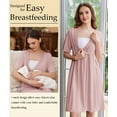 thumbnail image 3 of Ekouaer Labor and Delivery Gown for Hospital Short Sleeve Maternity Nursing Dress Nightgown with Button Misty Rose L, 3 of 5