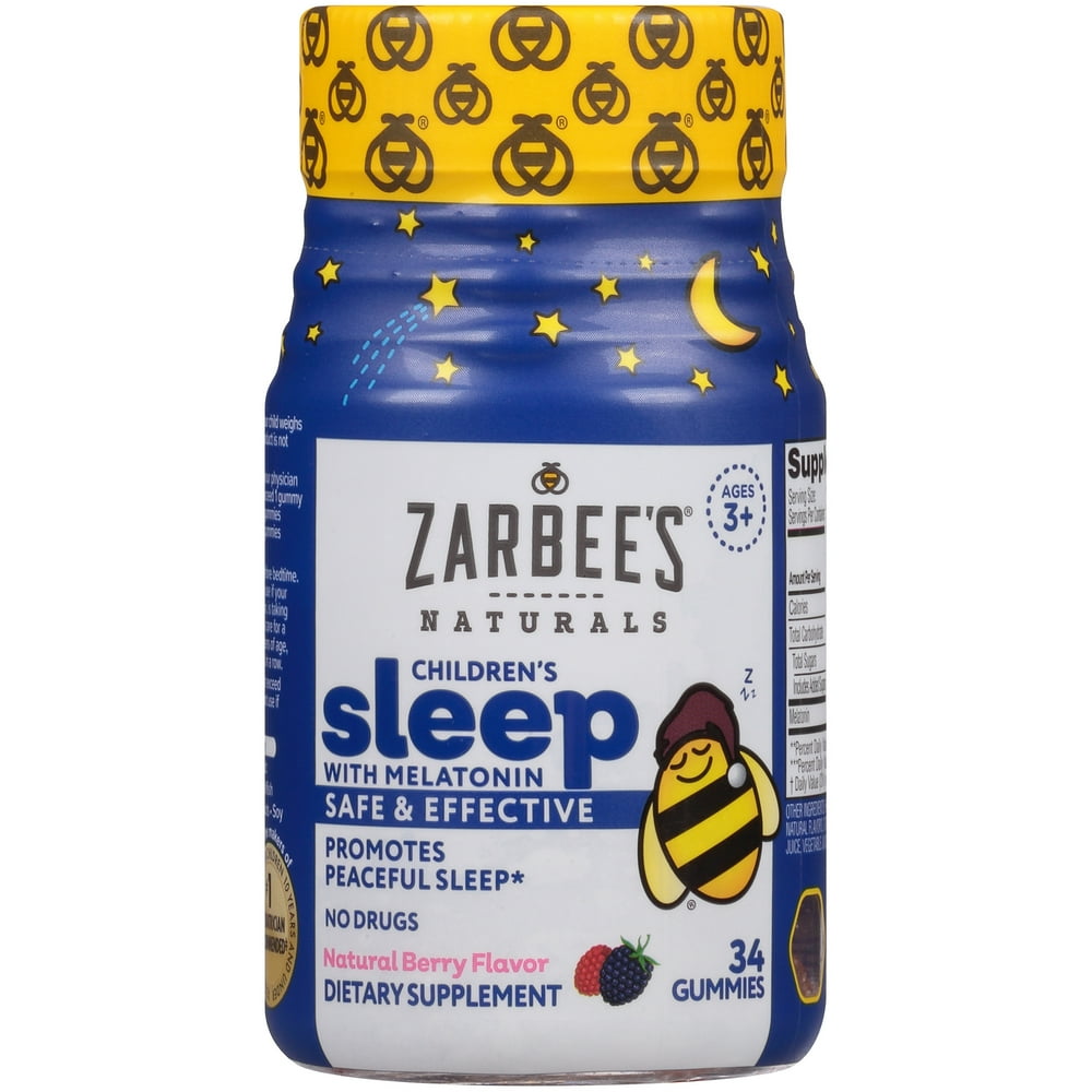 Zarbee's Naturals Children's Sleep Gummies with Melatonin, Berry 34 Ct