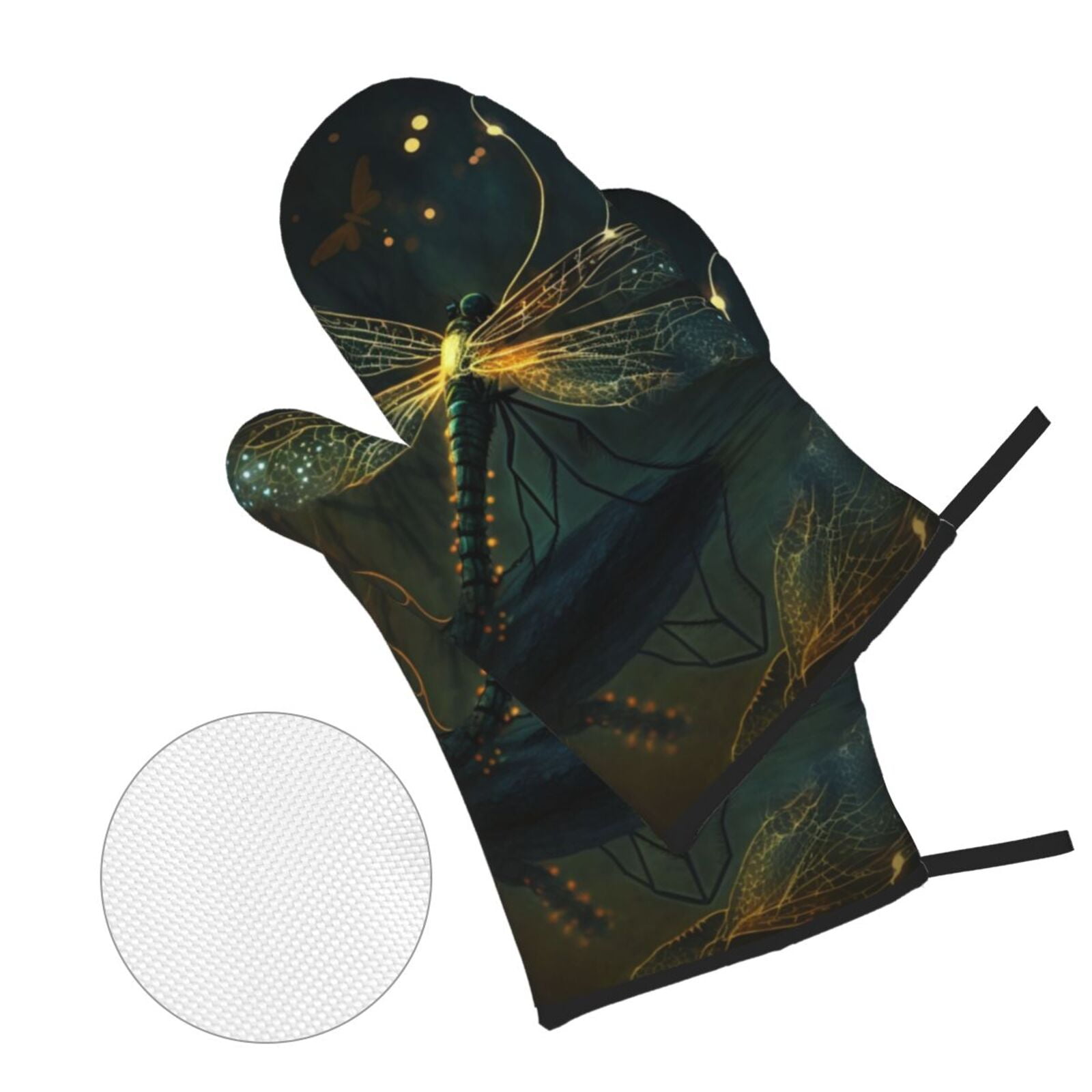 Dragonfly Dance Fireflies Art 4Pcs Oven Mitts and Pot Holders Sets Oven Kitchen Gloves Hot Pads for Cooking BBQ Baking Grilling