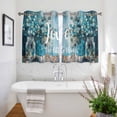 thumbnail image 3 of Blue Teal Spring Floral Kitchen Curtains Short 45 Inch Length, Modern Botanical Oil Painting Art Grommet Top Bedroom Living Room Curtains, Light Filtering Cafe Curtain Drapes 2 Panels Set 84''x45'', 3 of 9