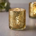 thumbnail image 6 of Efavormart 6 Pack Antique Gold Mercury Glass Candle Holders, Votive Tealight Holders With Palm Leaf Design for Wedding, Parties, Centerpieces Decorations, 6 of 11