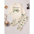 thumbnail image 2 of 2-Piece Baby Toddler Boys Clothing Set 0 3 6 12 18 Months Tractor Print Long Sleeve Round Neck Romper Farm Print Trousers Outfits, 2 of 9