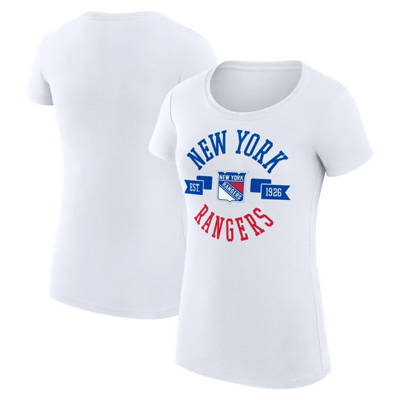 Women's G-III 4Her by Carl Banks White New York Rangers Super-Slim Fit Lightweight City Graphic Sport Crewneck T-Shirt