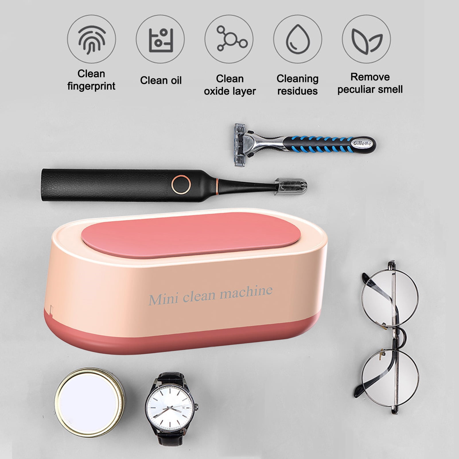 3 Set of Portable Ultrasonicing Cleaning Small High Frequency Vibration Jewelry Glasses Watches Cleaner 360 Degree Cleaning Box