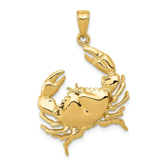 FB Jewels 14K Yellow Gold Stone Crab with Claw Extended Pendant