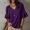 Purple, variant on ClodeEU Women's V Neck Flared 3/4 Sleeve Blouse,Asymmetric Side Button Solid Color Casual Top Army Green,Women's Plus L