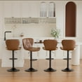 thumbnail image 3 of Fijinhom Faux Leather Bar Stools Set of 2 with Metal Base for Kitchen Counter Dining Room,Brown, 3 of 9