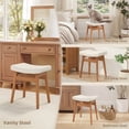 thumbnail image 7 of Carolayne Vintage Vanity Stool, Upholstered Non-Slip, Beige with Dark Natural Wood Legs, 7 of 7