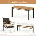 thumbnail image 3 of Costway 6PCS Acacia Wood Table Backless Bench 4 Armchairs with 1.97" Umbrella Hole Cushion, 3 of 10