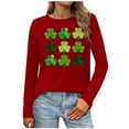 thumbnail image 4 of Erwazi St Patricks Day Women Long Sleeve T-Shirts Crewneck Clover Print Cute Tee Tops, 4 of 5
