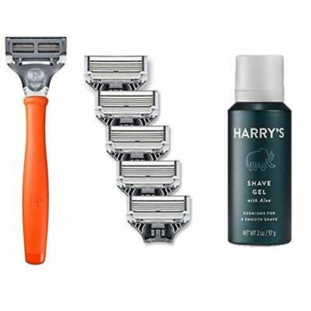 Harry s Men s Razor with 6 Razor Blades AND Shaving Gel 2 oz (Orange)