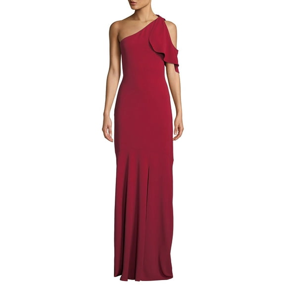 Parker Black RED Women's Sarah Gown W/ Ruffle Cold Shoulder, US 6