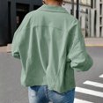 thumbnail image 4 of ClodeEU Women's Corduroy Jacket ,Lapel Button Long Sleeve Jacke,Fall Loose Casual Trendy Jacket Mint Green,Womens Plus XL, 4 of 7