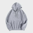 thumbnail image 3 of QUYUON Hooded Sweatshirts Women Solid Casual Loose Hoodie Sweatshirt Long Sleeve Pocket Drop Shoulder Pullover Tops Drawstring Fleece Sweatshirts Hoodies Shirts for Fall Winter Dark Gray M, 3 of 5