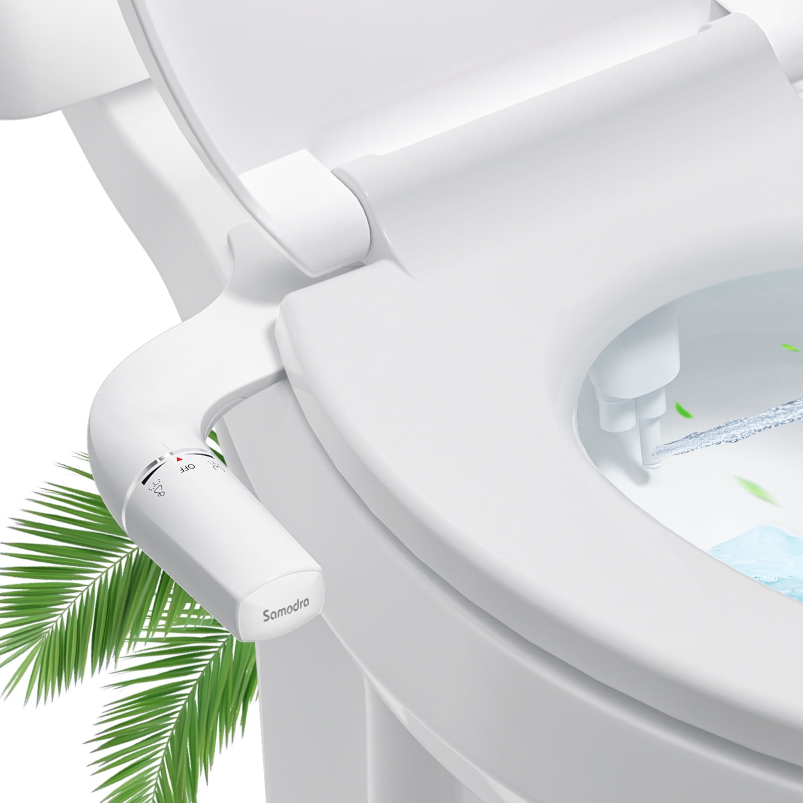 SAMODRA Bidet Attachment Ultra-Slim Toilet Seat Attachment Dual Nozzle Bidet Adjustable Water Pressure Non-Electric Ass Sprayer
