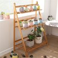 thumbnail image 5 of 3-Tier Plant Stand Planter Shelves Flower Pot Organizer Storage Rack Plant Display Shelving Plants Shelf Patio Garden Balcony Yard Holder (Wood Color), 5 of 16