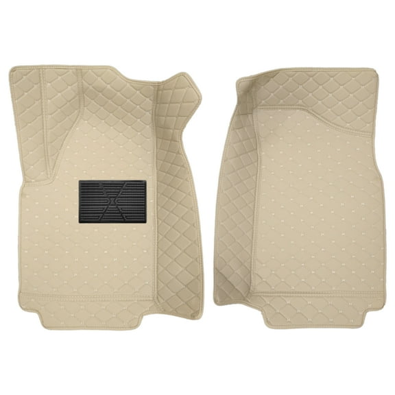 leadwolf 2Pcs Front Car Floor Mats Carpet for Infiniti,QX80,2011-2024 2 Seats Carpet Protection Floor Mats All Weather PU Leather Front & Rear Full Set Beige