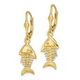 thumbnail image 2 of Auriga 14k Yellow Gold 3-D Fishbone Dangle Earrings for Women(L- 35mm, W-9.8mm), 2 of 5
