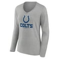 thumbnail image 2 of Women's Heather Gray Indianapolis Colts Logo Team Lockup Long Sleeve V-Neck T-Shirt, 2 of 3