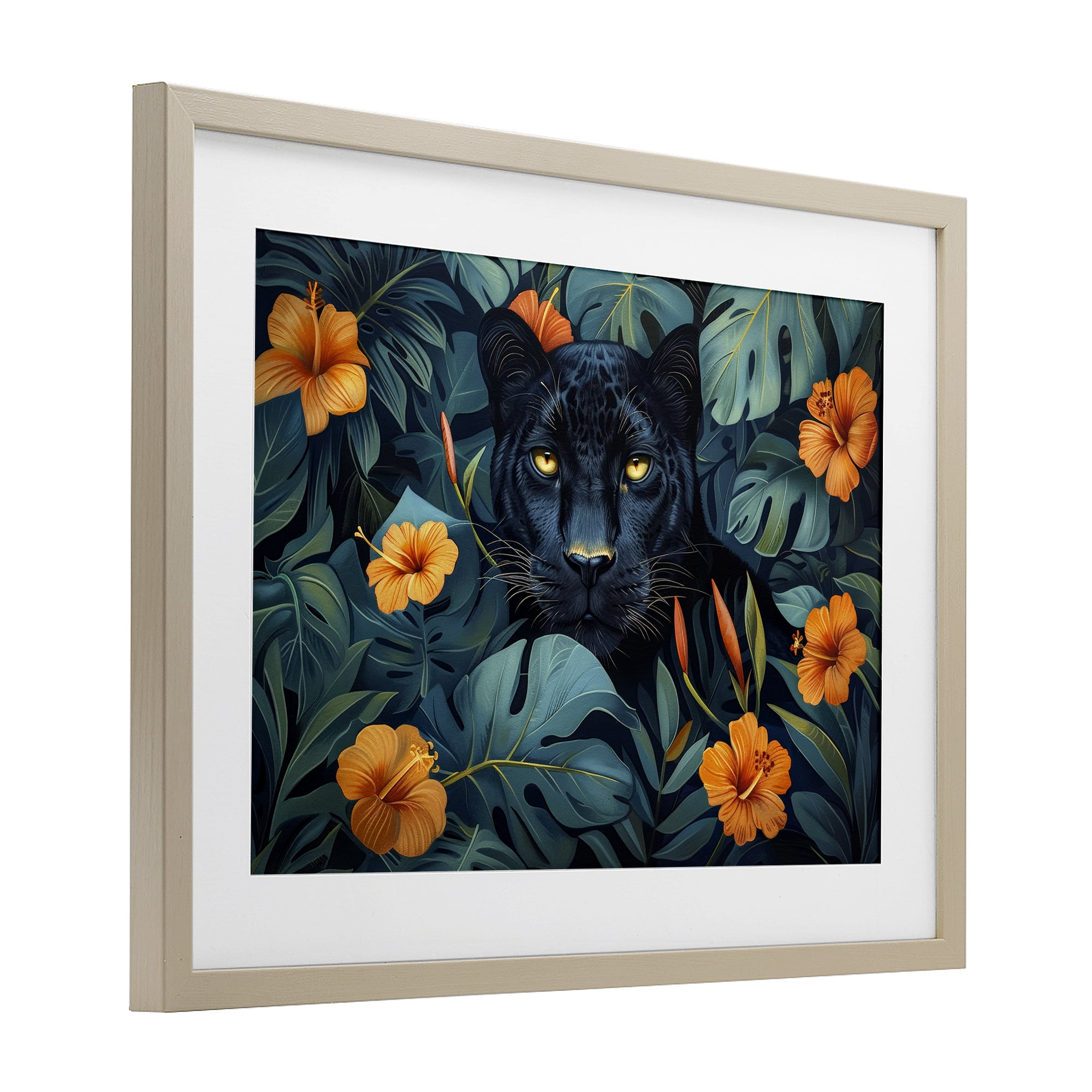 Stupell Industries Hiding Panther's Paradise Birch Framed Print Under Glass, design by Ray Powers