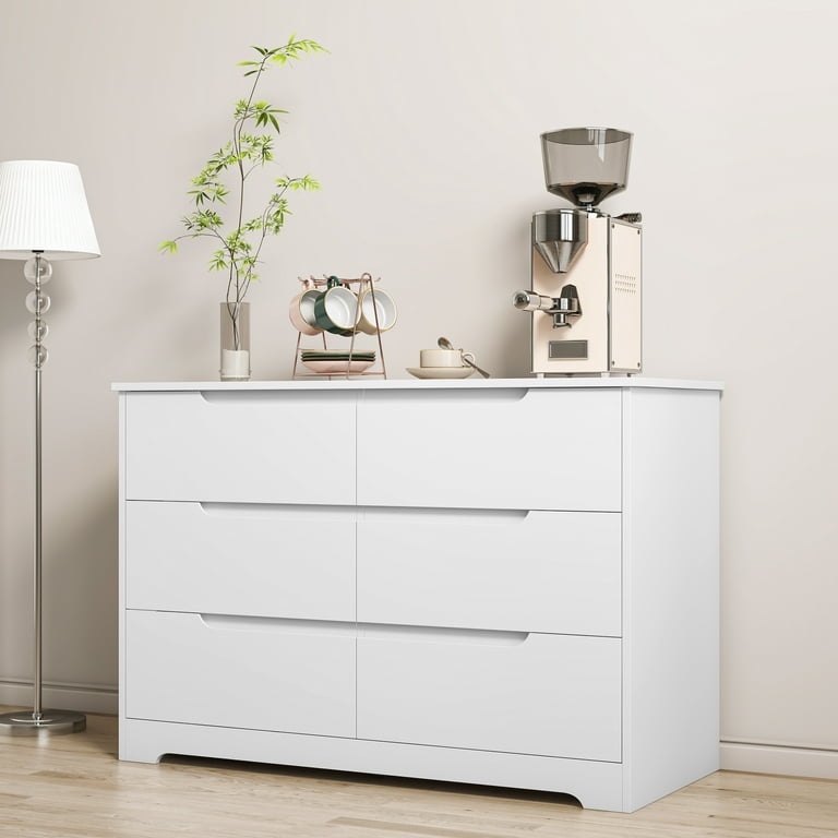 Homfa 6 Drawer White Dresser, Modern Storage Cabinet for Bedroom