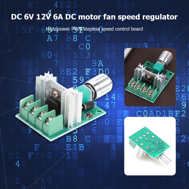 Módulo Controlador De Velocidad Del Motor De Cc 6V 12V 6A PWM Módulo de controlador de velocidad del regulador de velocidad del motor de CC sin polaridad
