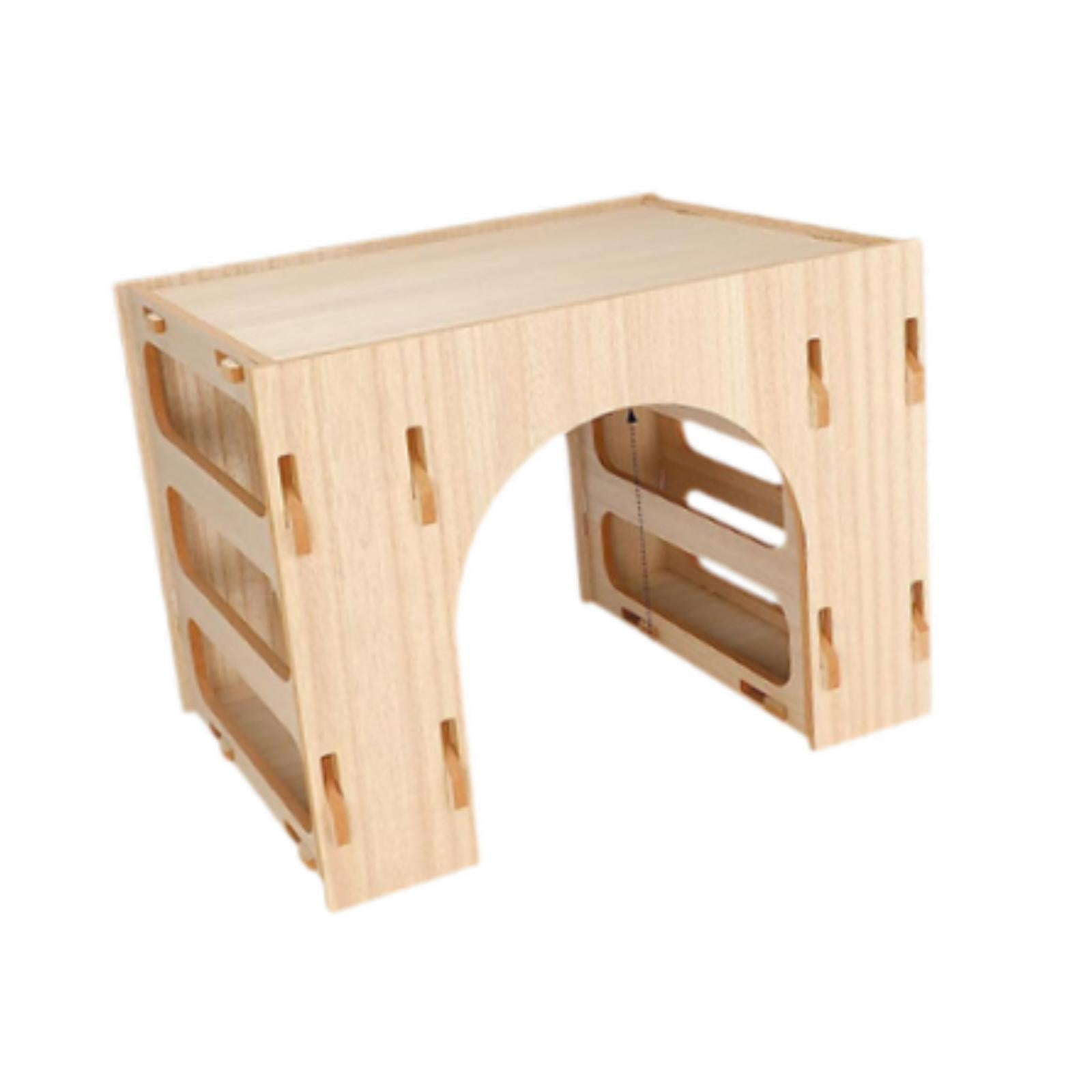 Bothyi Wooden Bunny Hay Feeder Hamsters Playhouse Interactive Enrichment Toy Food Feeding Manger Hay Holder Feeder for Gerbil