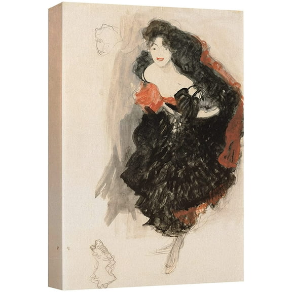 wall26 Canvas Print Wall Art Study for Judith II, 1901 Gustav Klimt Classic Illustrations Fine Art Decorative Vintage Colorful Historic Multicolor Retro for Living Room, Bedroom, Office - 12"x18