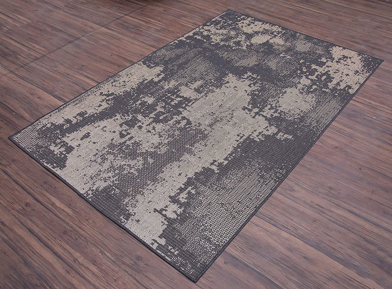 Abstract Vintage Rug - 5 ft. 3 in. x 7 ft. 6 in., Charcoal Gray, Indoor/Outdoor Area Rug with Distressed Pattern, Stain Resistant, Washable Rug | Stylish Area Rugs - image 3 of 8