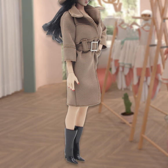 BELOVING 1/6 Scale Female Figure Doll Trench Coat Outfit for 12" Female Action Figure Brown