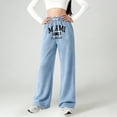 thumbnail image 2 of WMQPNNS Girl's Baggy Sweatpants Straight Leg Joggers Pants Girls Cargo Joggers Size 6 Prints Drawstring Workout Pants with Pockets Clothes for Girls, Size 8-9 Years, Blue, 2 of 4