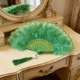 thumbnail image 6 of Yhmxh Vintage Feather Handheld Fan, 16.54" Folding Lace Fan with Tassel, Vintage Retro Fans, Elegant Fluffy Feather Fan for Wedding, Party, Photo Shoot, Multiple Colors Available, 6 of 7