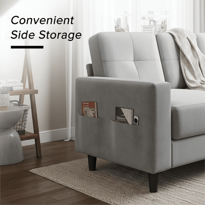 53" Loveseat Sofa - Comfortable Modern Design Couch for Small Spaces, Easy Assembly and Noise-Free, Light Grey