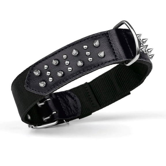 Dogline Leather Nylon Spike Collar