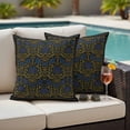 thumbnail image 4 of Vintage Navy Blue Roses Outdoor Waterproof Pillow Covers, Abstract Art Floral Green Leaves Decorative Square Throw Pillowcase Sofa Cushion Sham for Patio/Couch/Chair, 20"x20" 2 Pack, 4 of 8