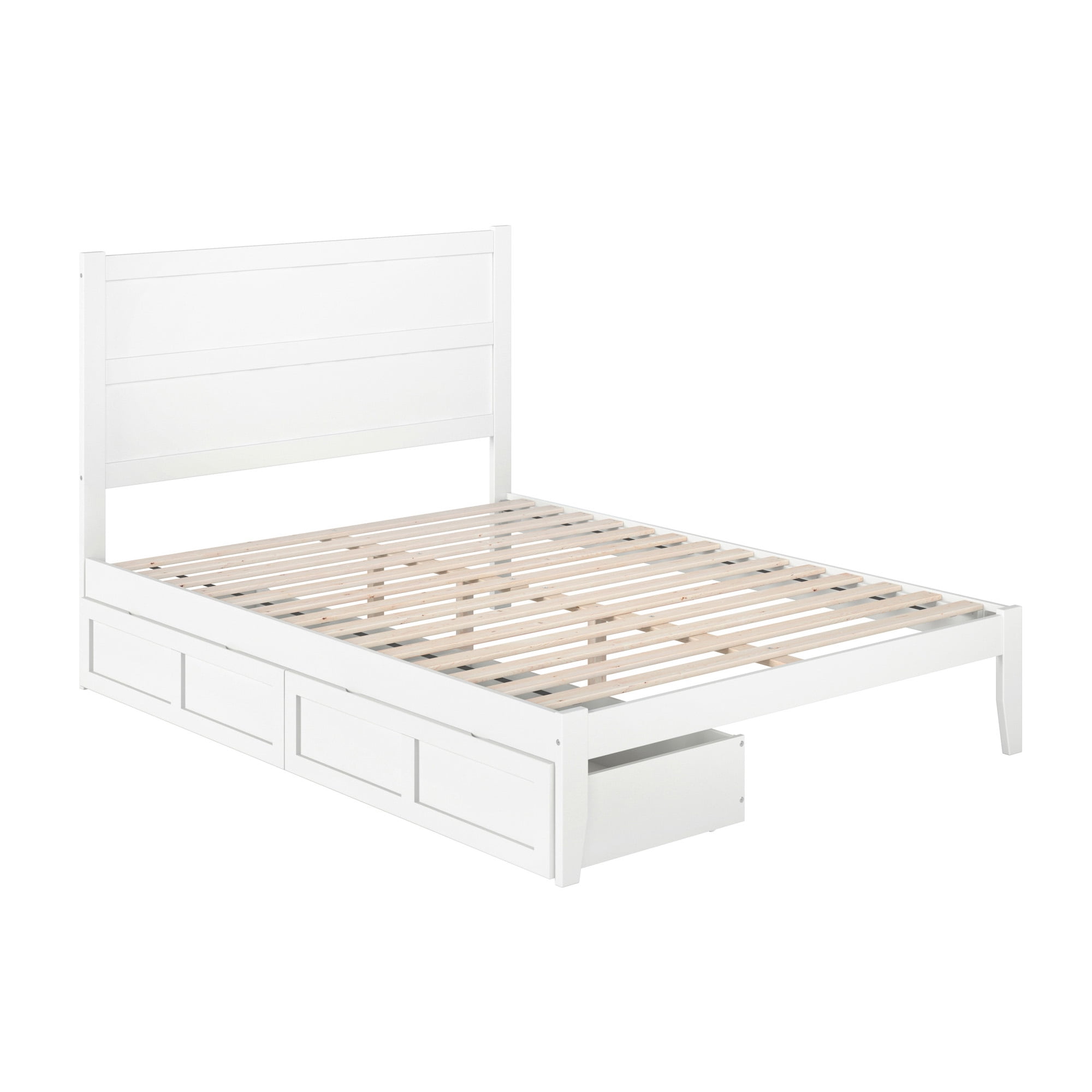 AFI NoHo 14" Queen Wood Platform Bed Frame with Set of 2 Storage Drawers, White