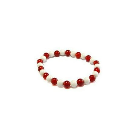 CET Domain 2C070013 Natural Red and White Agate Tridacna Bracelet- 8 mm