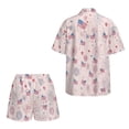 thumbnail image 5 of Xoenoiee Pink American Flag Firework Print Women's Hawaiian Beach Outfit 4th of July 2 Piece Short Sleeve Swim Cover Up Shorts Set Summer Open Front Kimono Cardigan Vacation Beachwear, S, 5 of 7