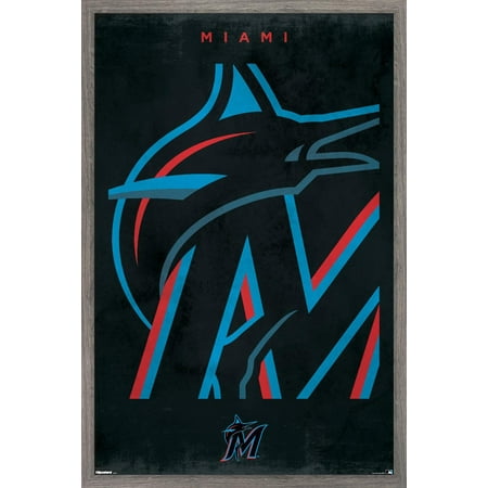 MLB Miami Marlins – Logo 25 Wall Poster 14.725 x 22.375 Framed