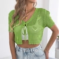 thumbnail image 5 of Tie Front Cardigan for Everyday Wear Womens Open Knit Lightweight Spring Fall Top Fashionable Resort Layering, L, Green, 5 of 5