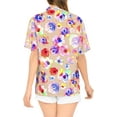 thumbnail image 3 of LA LEELA Women's Button Down Blouses Vacation Shirt Elegant Beach Party Holidays Short Sleeve Tops Summer Hawaiian Shirts for Women XL Seamless Flower, Autumn Brown, 3 of 5