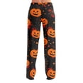 thumbnail image 6 of QWKLEAJ Halloween Pajama Pants Women Spooky Sleepwear Bottoms Cute Ghost Print Lounge Pants Flannel Holiday Trousers Fall Winter Cozy Sleep Pants Funny Skeleton Loungewear Festive Nightwear, 6 of 9